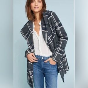 Anthropologie Field Of Flowers Plaid Wool Coat